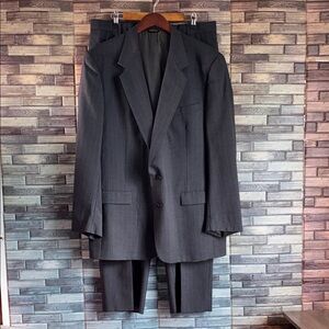 Vintage Austin Reed 46L Charcoal Pin Striped Suit